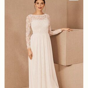 BHLDN Ivory Lace Long Sleeve Gown
